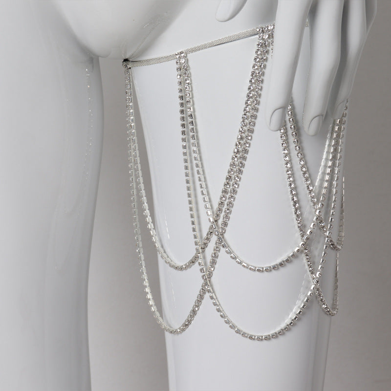 Multi Layered Cross Rhinestone Chain Full Of Crystals