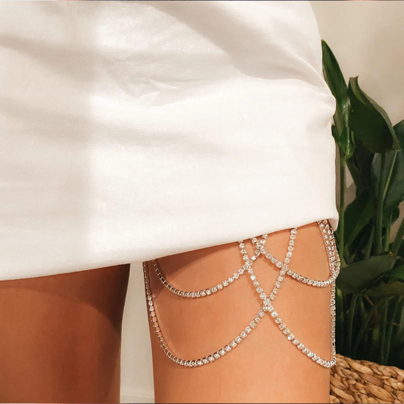 Multi Layered Cross Rhinestone Chain Full Of Crystals