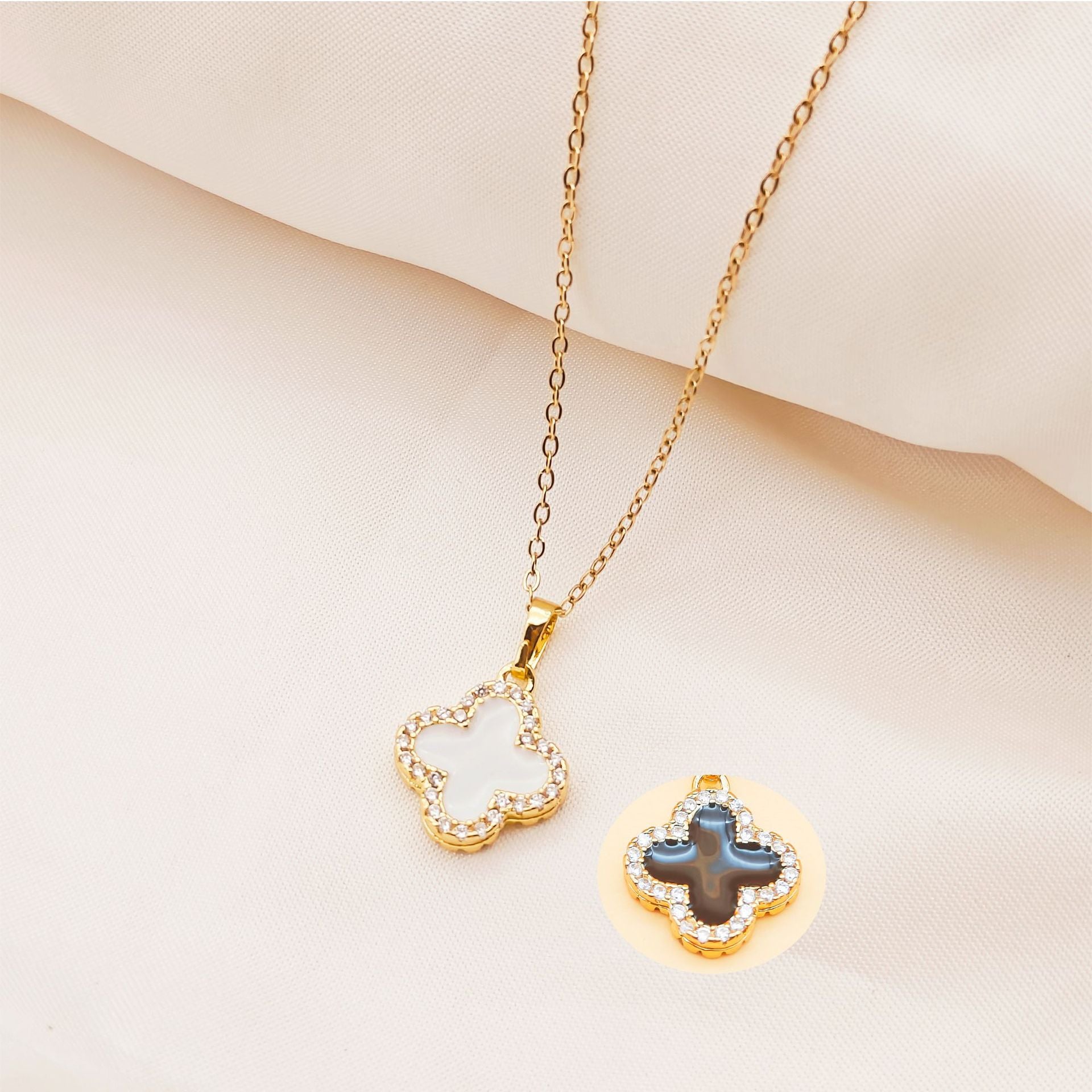 Light Luxury Double Sided Oil Drop Four Leaf