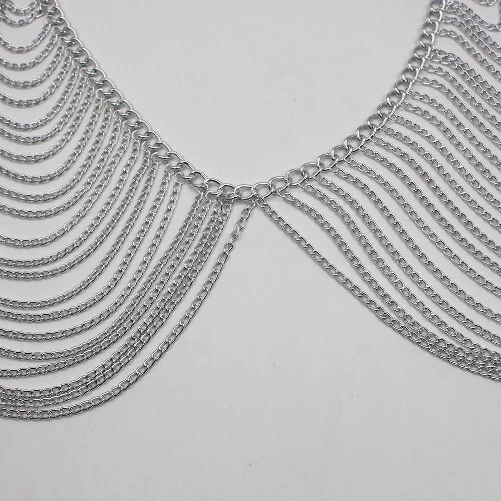 Design Women Multilayer Metal Aluminum Chain Chest Chain