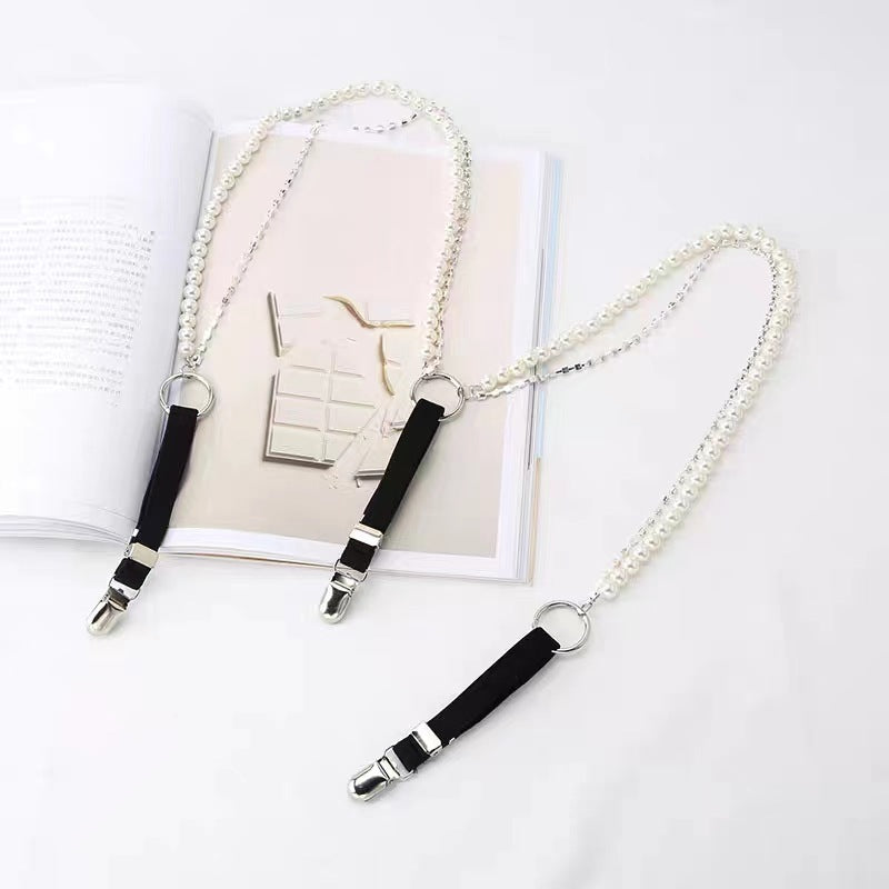 'S Pearl Rhinestone Chain Strap Clip Chain Women'S