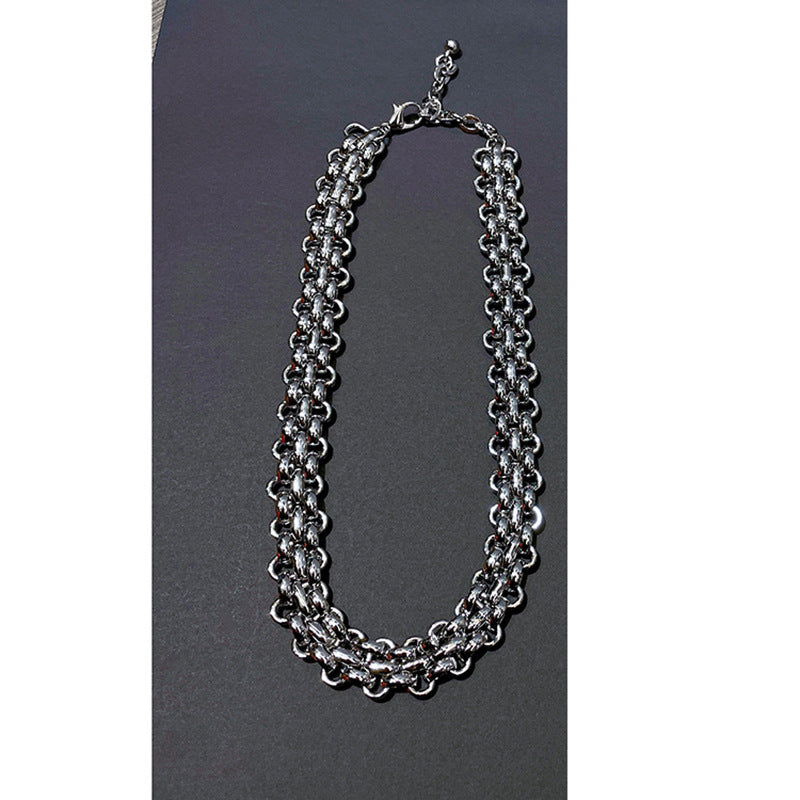Wide Thick Chain Neutral Hip Hop Style Clavicle