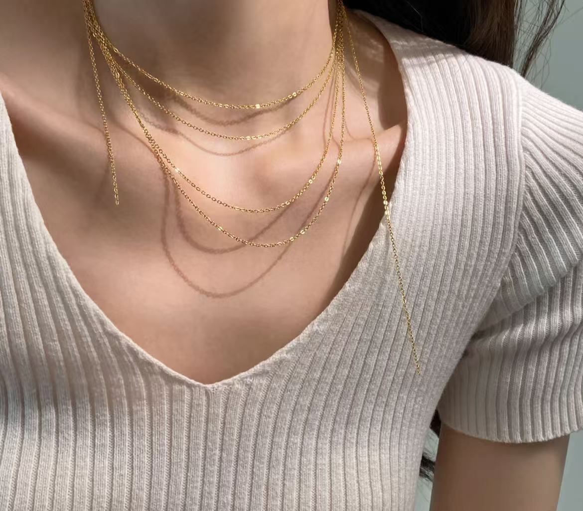 Simple Versatile Thin Chain Plain Chain High Temperament