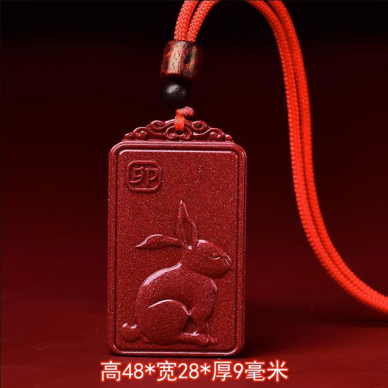 Natural Raw Ore Cinnabar Double Sided Buddha Pendant