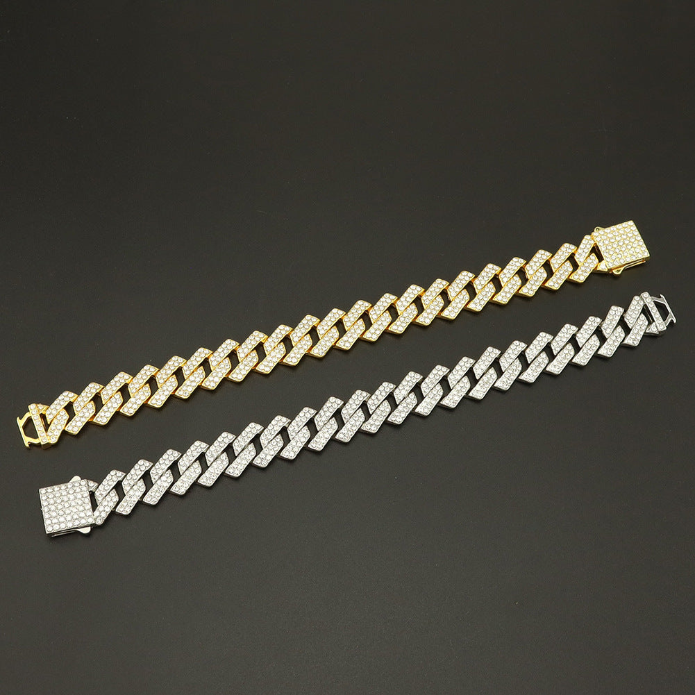 15Mm Diamond Shaped Spring Buckle Cuban Chain Hipster