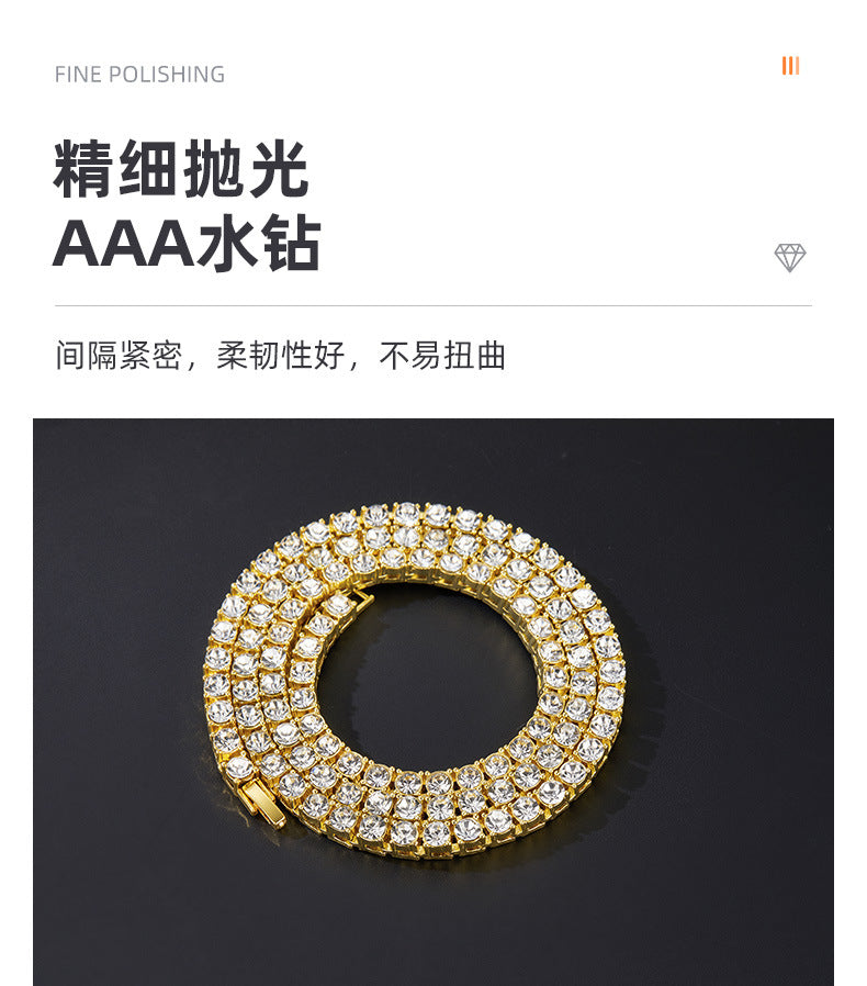 Explosives Box Buckle Cuban Chain Trend Alloy Rhinestone