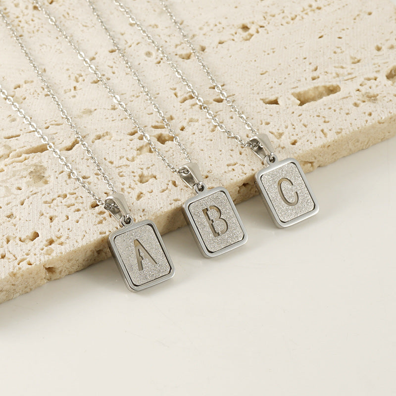 Stainless Steel Sand Pressing Letter Pendant Women'S Color