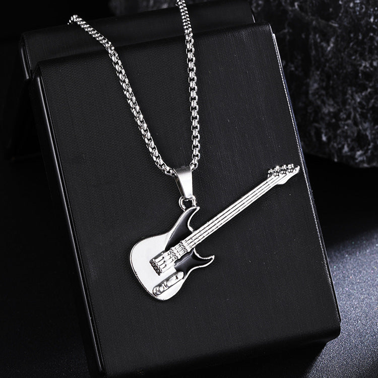 Guitar Pendant Necklace For Men Colorful Oil Drip