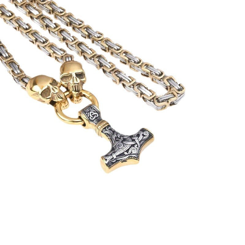 Explosions Retro Hammer Pendant Skull Necklace Stainless Steel