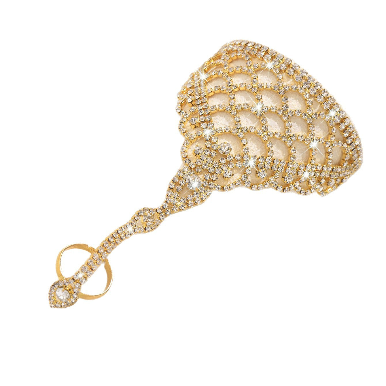 Rhinestone Mesh Bracelet Women'S Personalized Hollow Zircon Finger