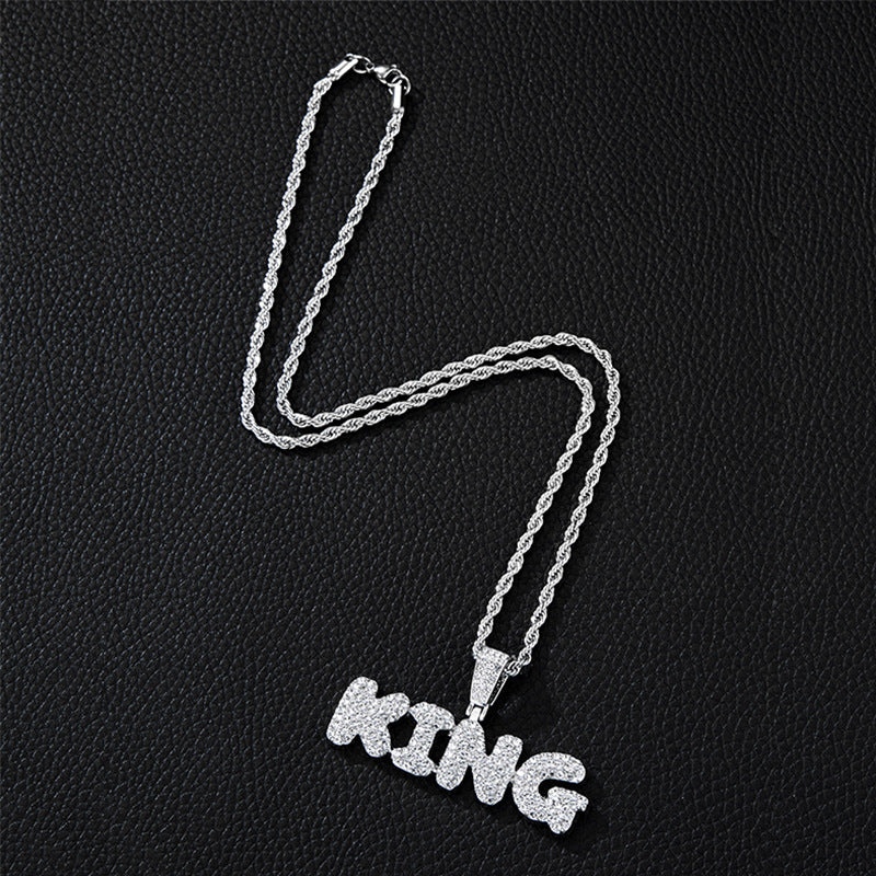 Hip Hop Versatile Men'S Diamond Studded Letter King
