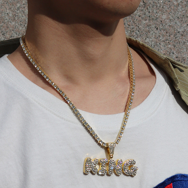 Hip Hop Versatile Men'S Diamond Studded Letter King