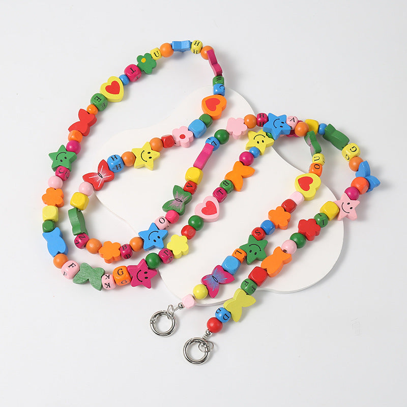 Wooden Bead Crossbody Chain Diy Phone Case Chain