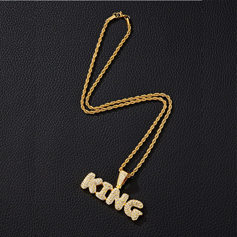 Hip Hop Versatile Men'S Diamond Studded Letter King