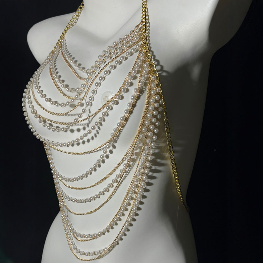 Jewelry Summer Beach Body Chest Chain Handmade Pearl