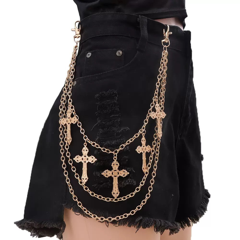 Punk Cool Cross Pendant Pants Chain Hip Hop