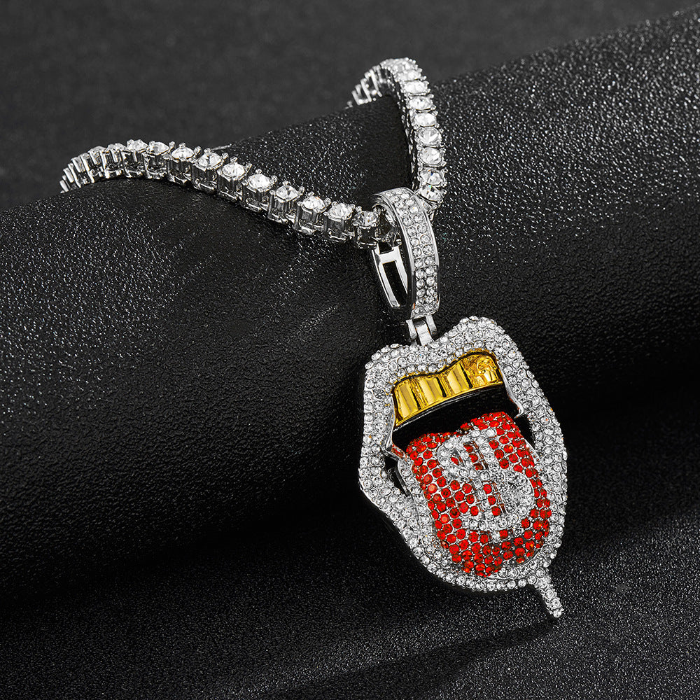 Full Diamond Skull Lickitone Dollar Pendant Design Creative