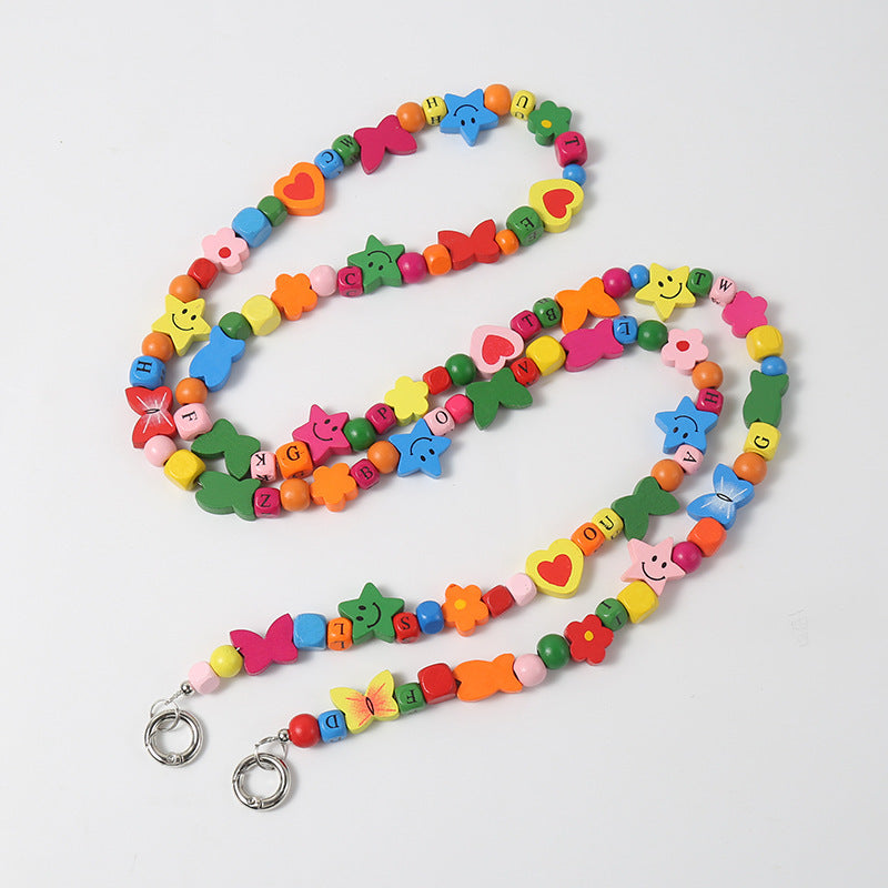 Wooden Bead Crossbody Chain Diy Phone Case Chain
