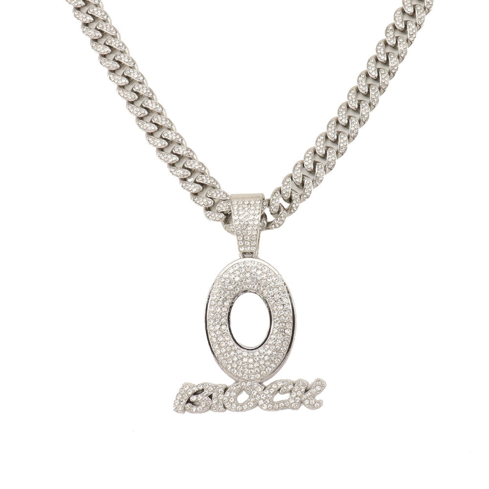 Hip Hop Style Cool Diamond Letter Oblock Pendant
