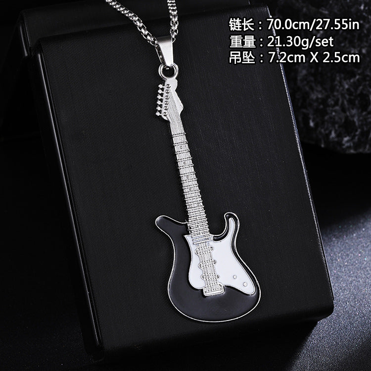 Guitar Pendant Necklace For Men Colorful Oil Drip