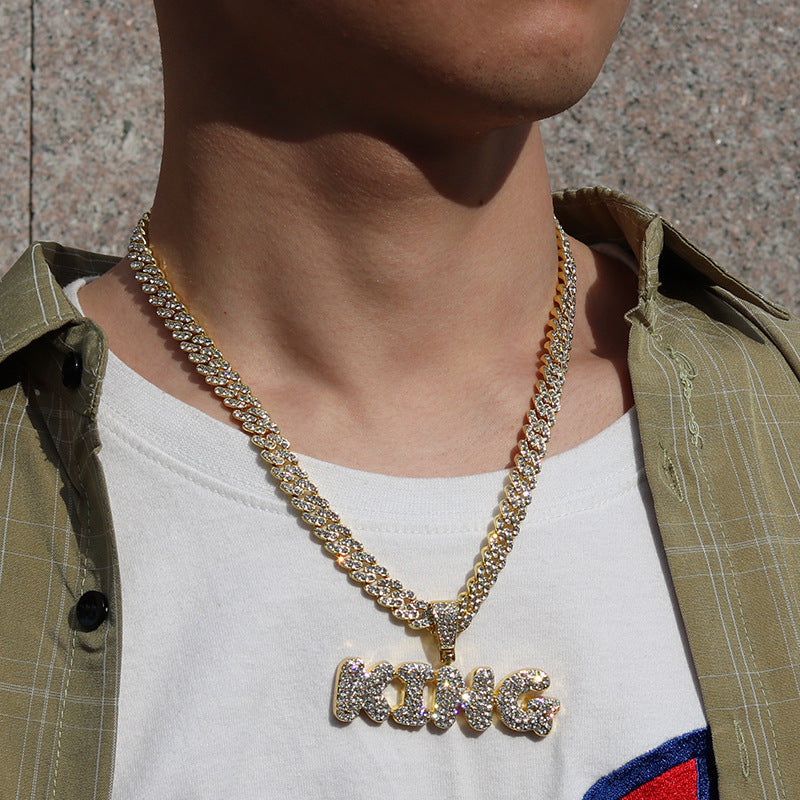 Hip Hop Versatile Men'S Diamond Studded Letter King