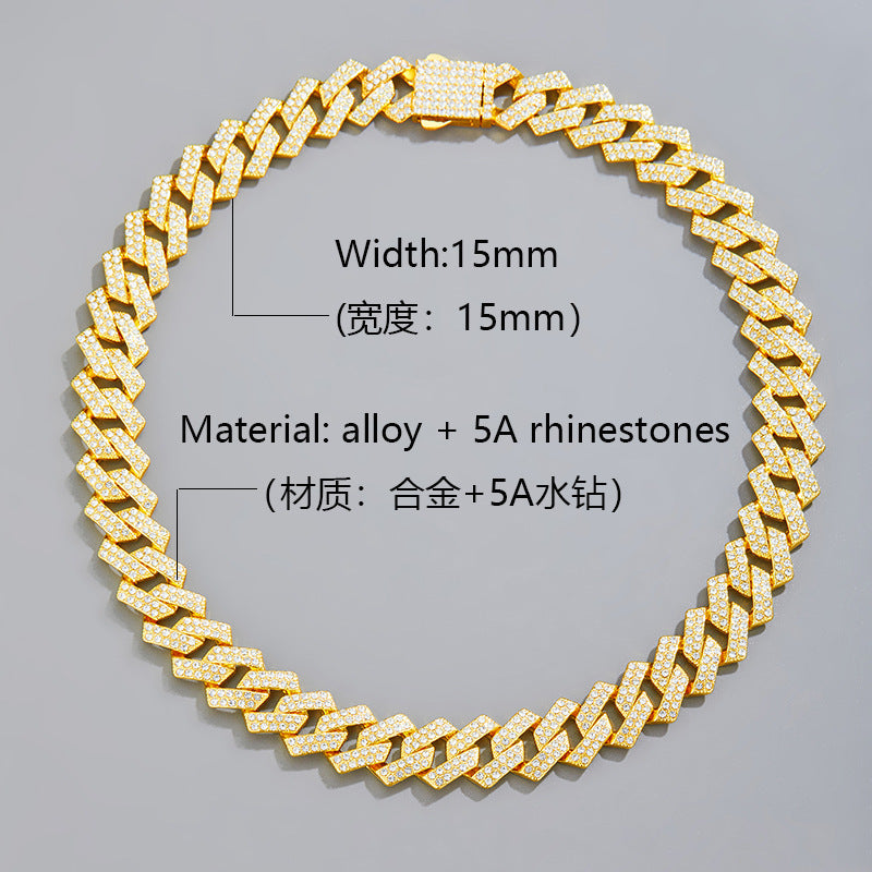 Hip Hop Bar Cuban Chain 15Mm Fashionable Alloy