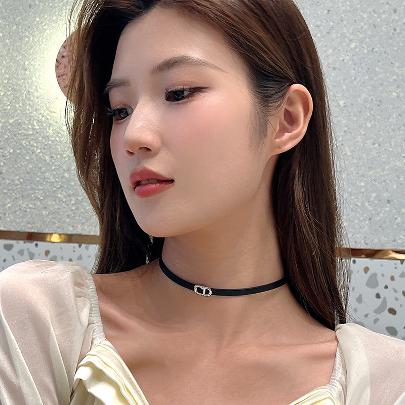 Hip Hop Leather Cd Letter Necklace Light Luxury