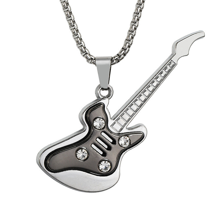 Guitar Pendant Necklace For Men Colorful Oil Drip