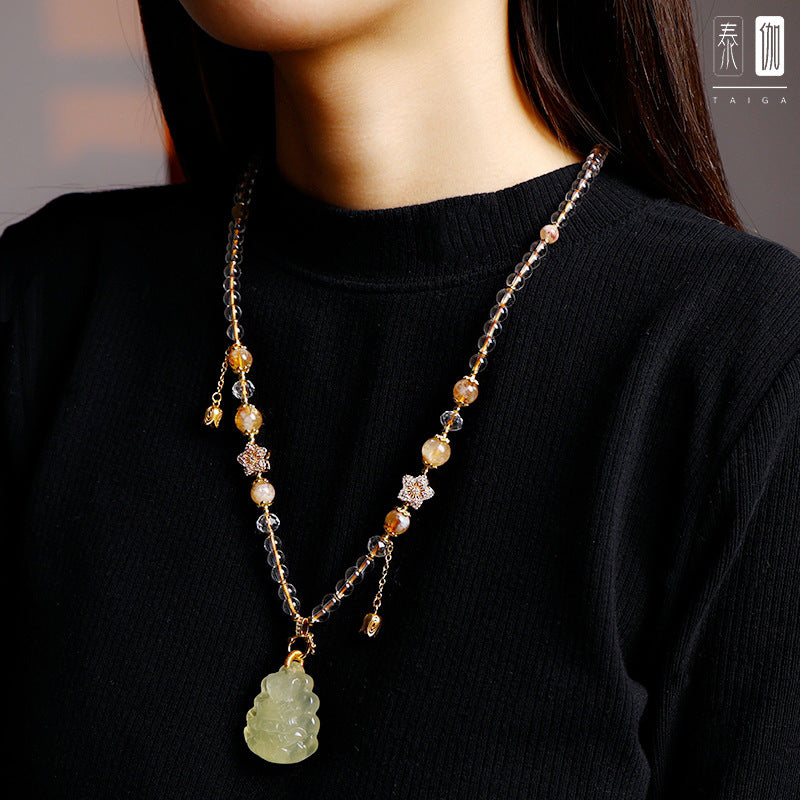 Taiga Thai Buddha Chain Natural Yellow Tower Crystal