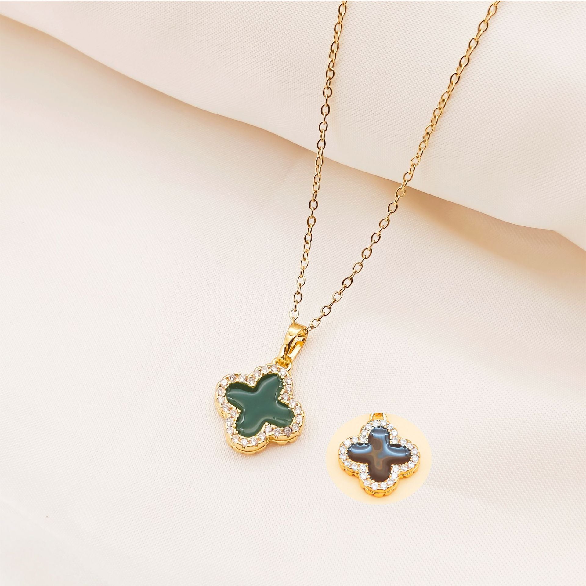 Light Luxury Double Sided Oil Drop Four Leaf