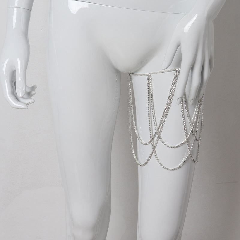 Multi Layered Cross Rhinestone Chain Full Of Crystals