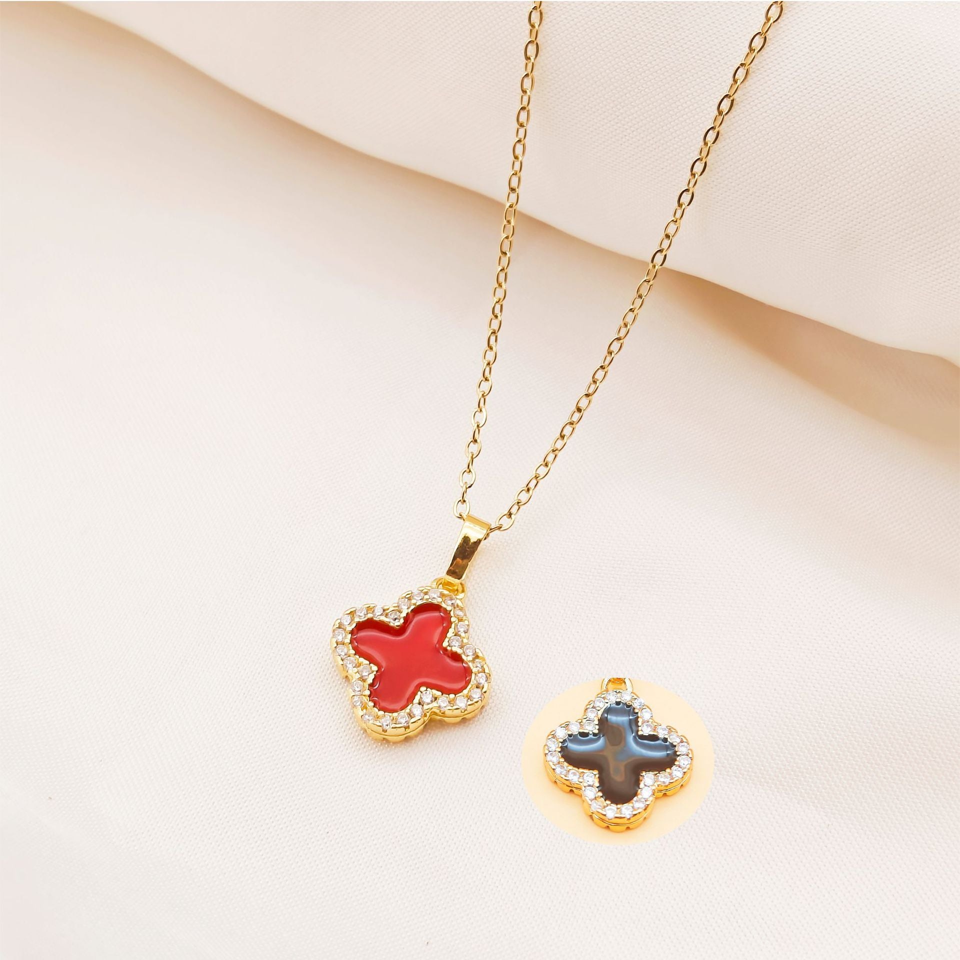 Light Luxury Double Sided Oil Drop Four Leaf