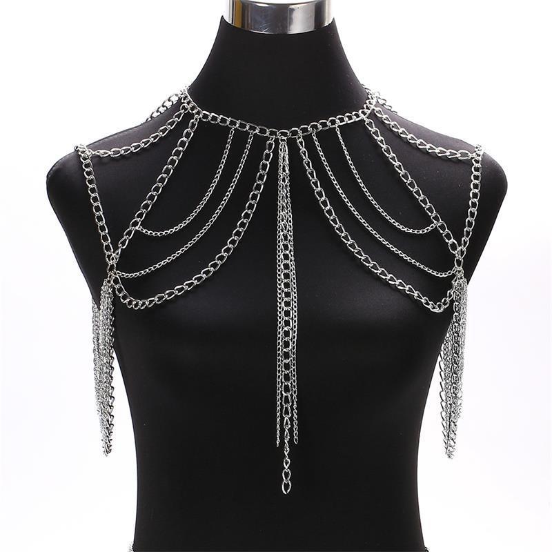 Ladies Multilayer Metal Aluminum Chain Tassel Neck Chain