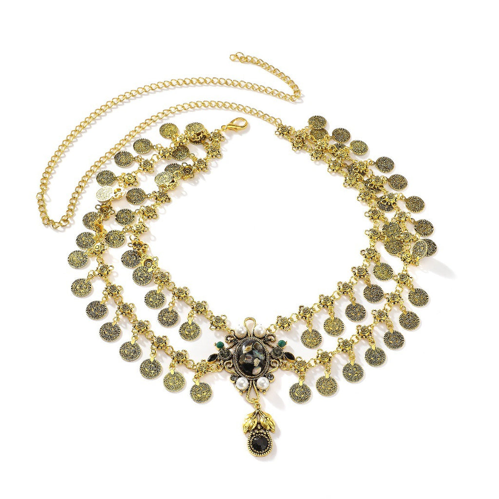 Alloy Vintage Tassel Coins Belly Dance Waist Chain