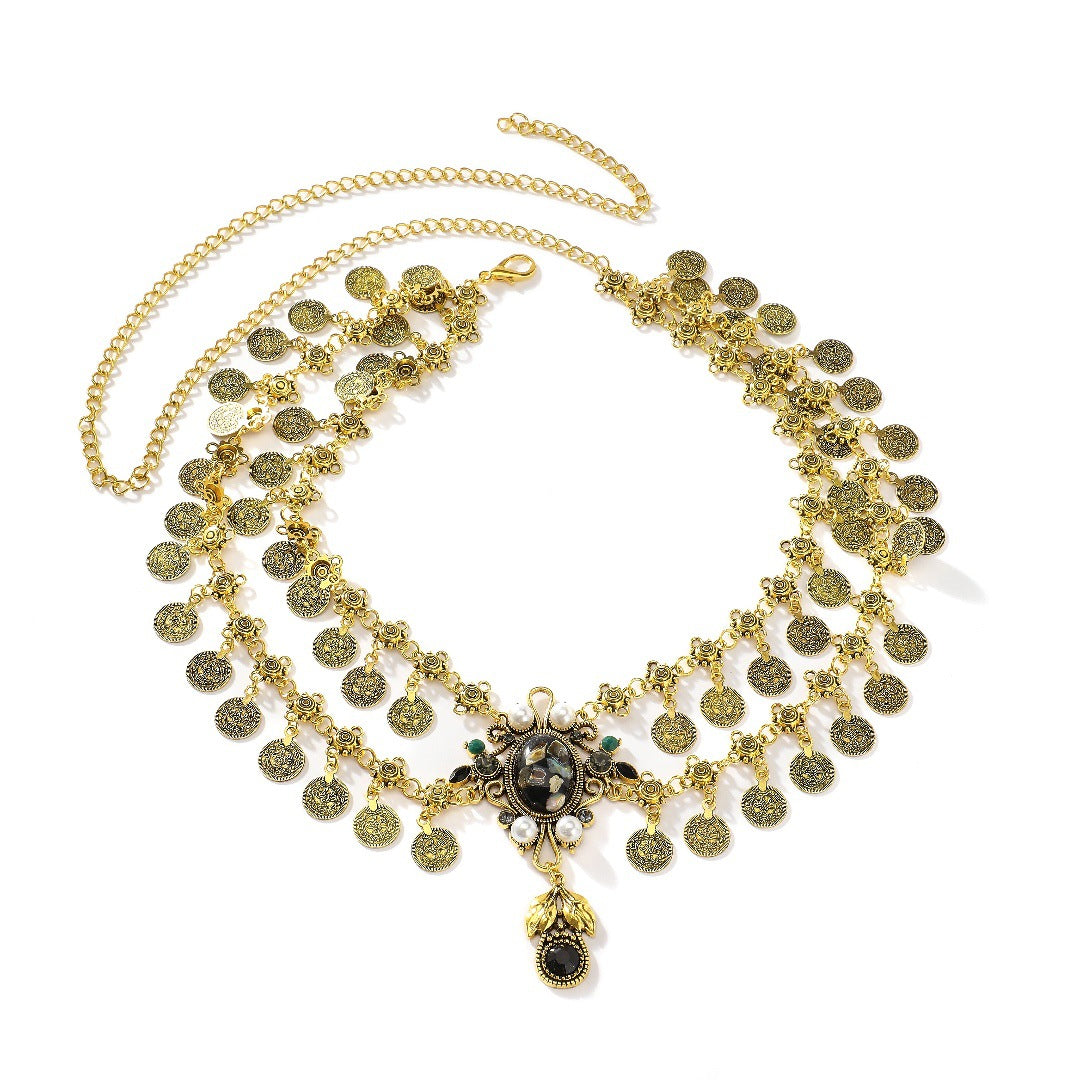 Alloy Vintage Tassel Coins Belly Dance Waist Chain