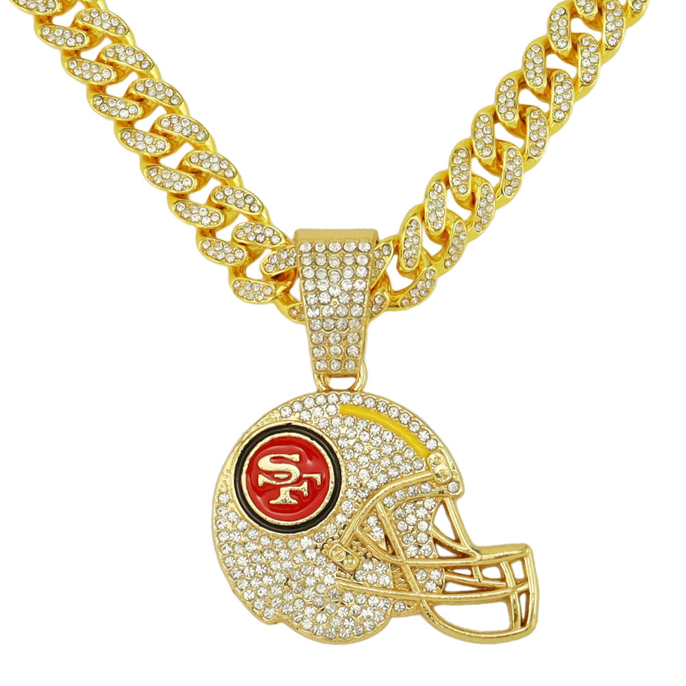 Diamond Encrusted Olive Cap Pendant Cuban Chain Necklace