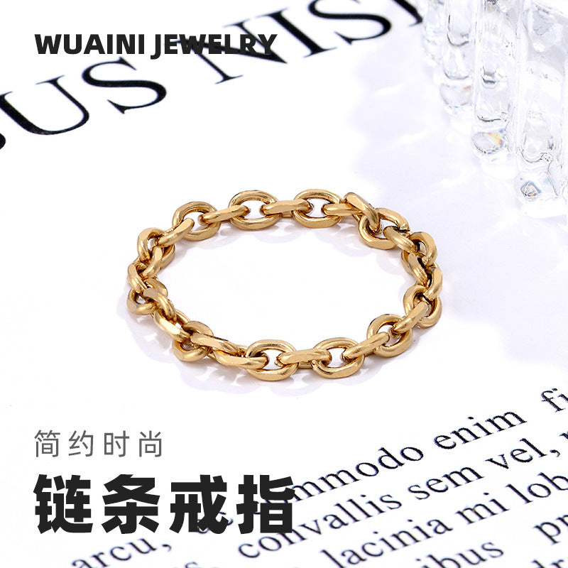 French Advanced Chain Ring Soft Chain 14K Gold