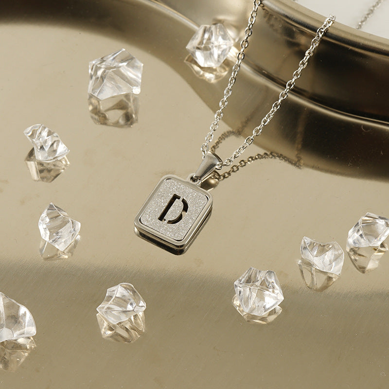 Stainless Steel Sand Pressing Letter Pendant Women'S Color