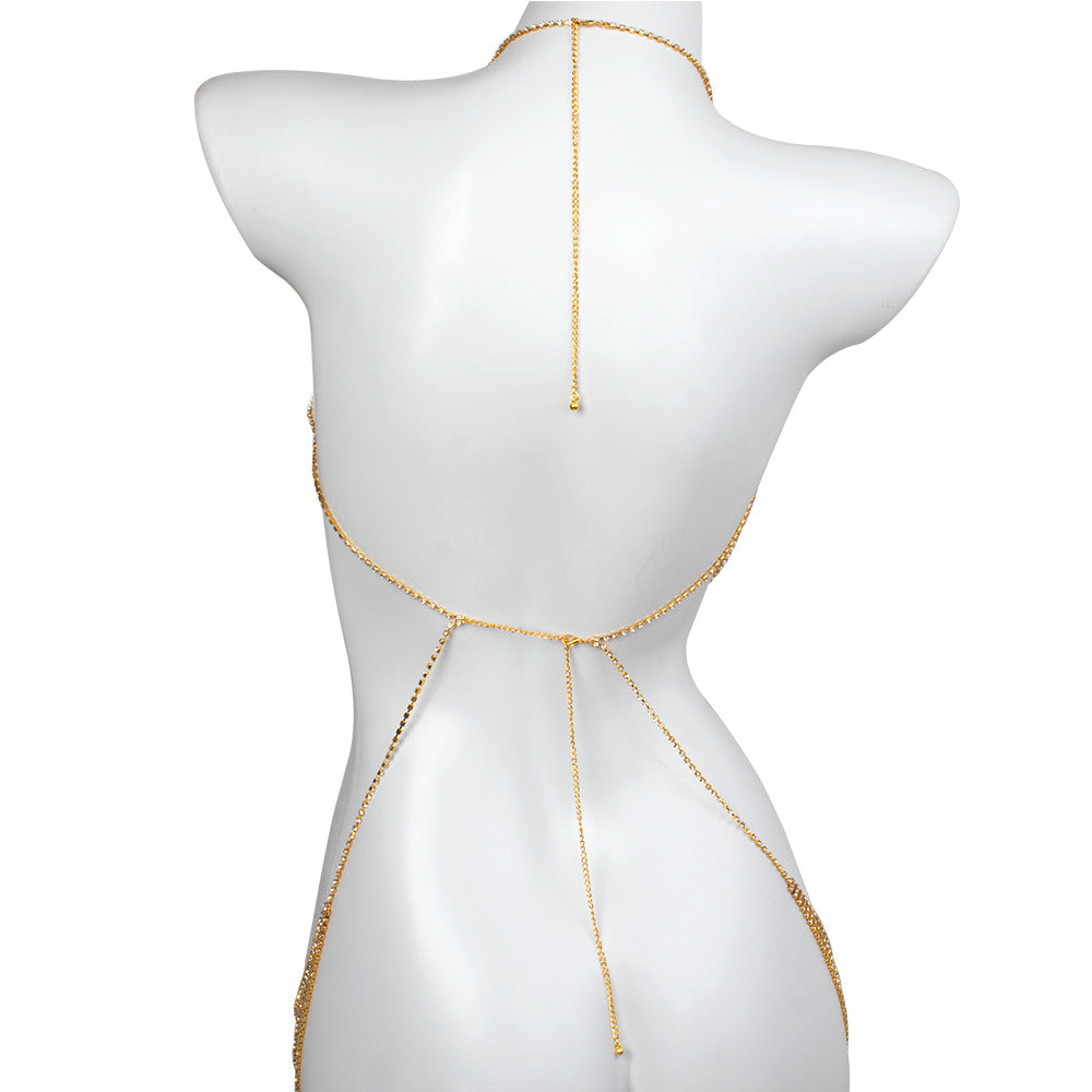 Full Diamond Geometric Butterfly Tassel Body Chain For