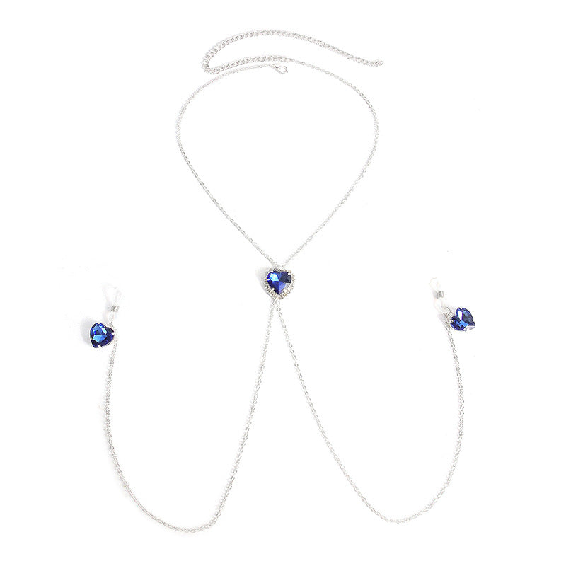 Heart Crystal Pendant Nipple Chain Chest Chain Nipple