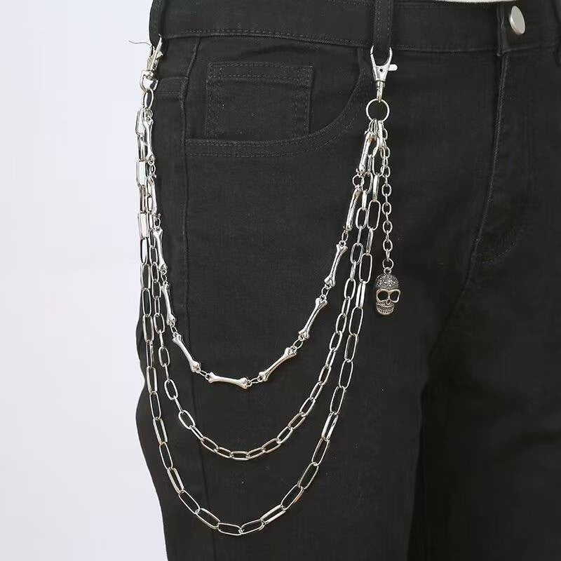 Denim Jk Metal Pants Chain Hip Hop Rock