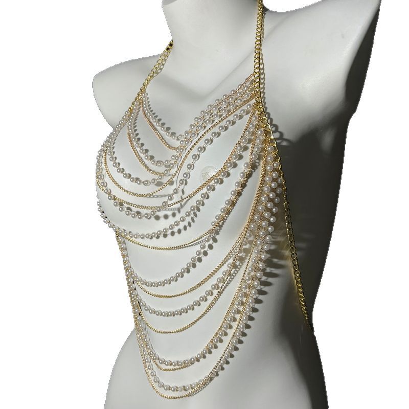 Jewelry Summer Beach Body Chest Chain Handmade Pearl