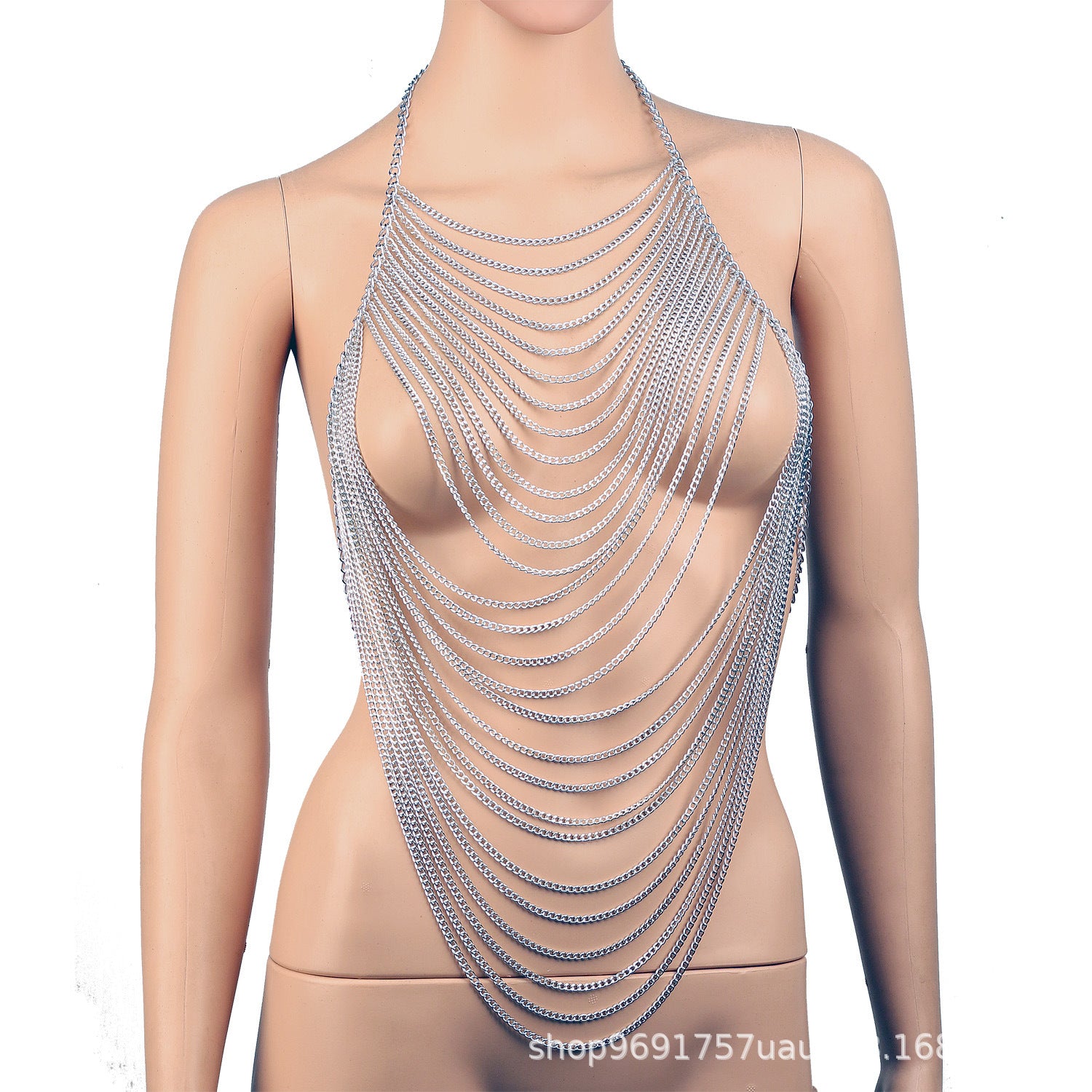 Exaggerated Chest Chain Gold And Silver Multi Layer