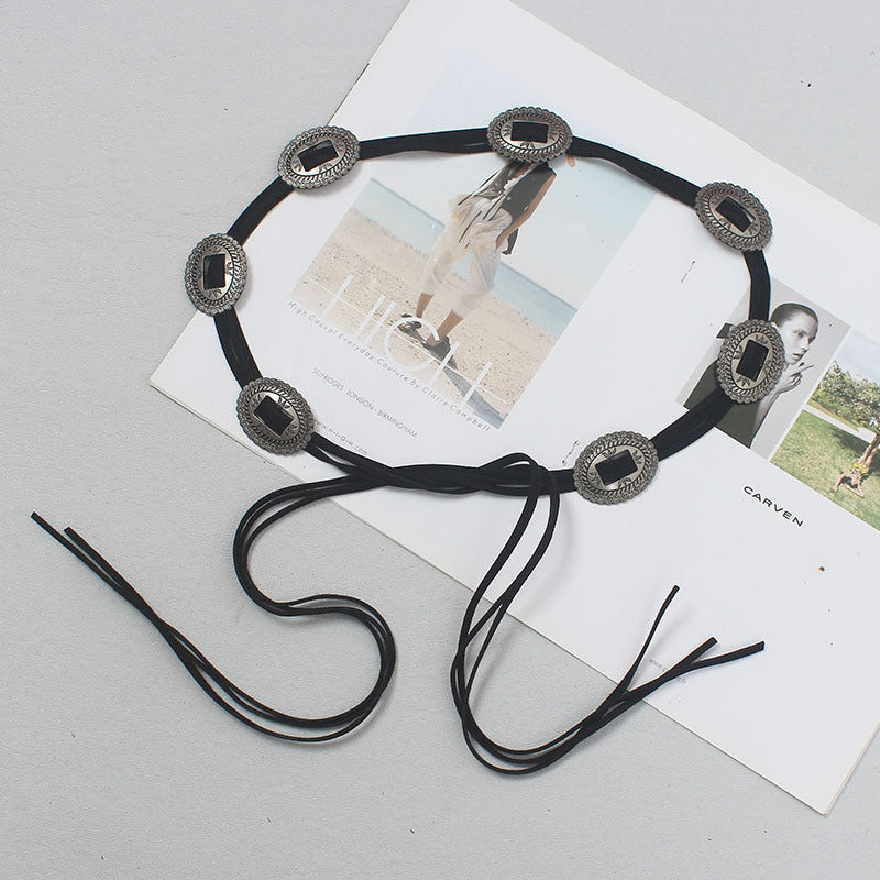 Designer Catwalk Hand Wear Metal Suede Waist Chain