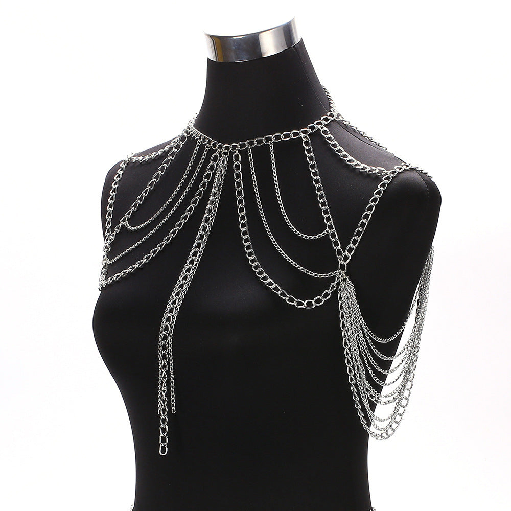 Ladies Multilayer Metal Aluminum Chain Tassel Neck Chain