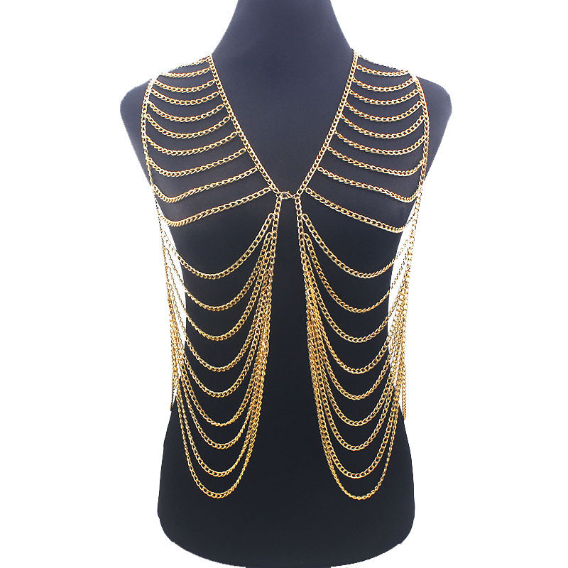 Exaggerated Long Tassel Multi Layer Vest Clothing Women'S