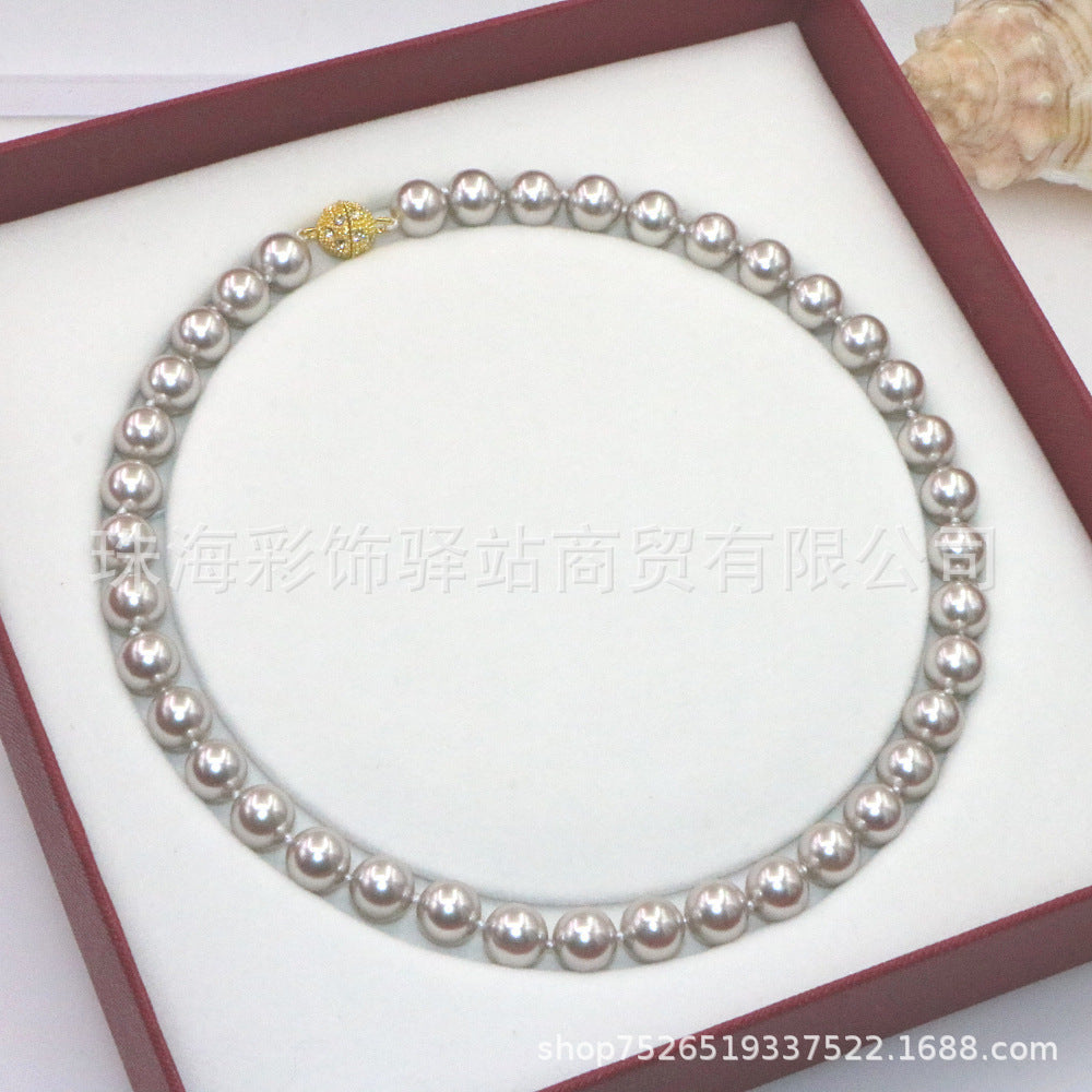 Shijia Pearl Necklace Women'S High Grade Magnetic Buckle