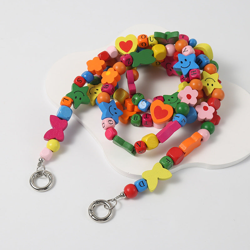 Wooden Bead Crossbody Chain Diy Phone Case Chain