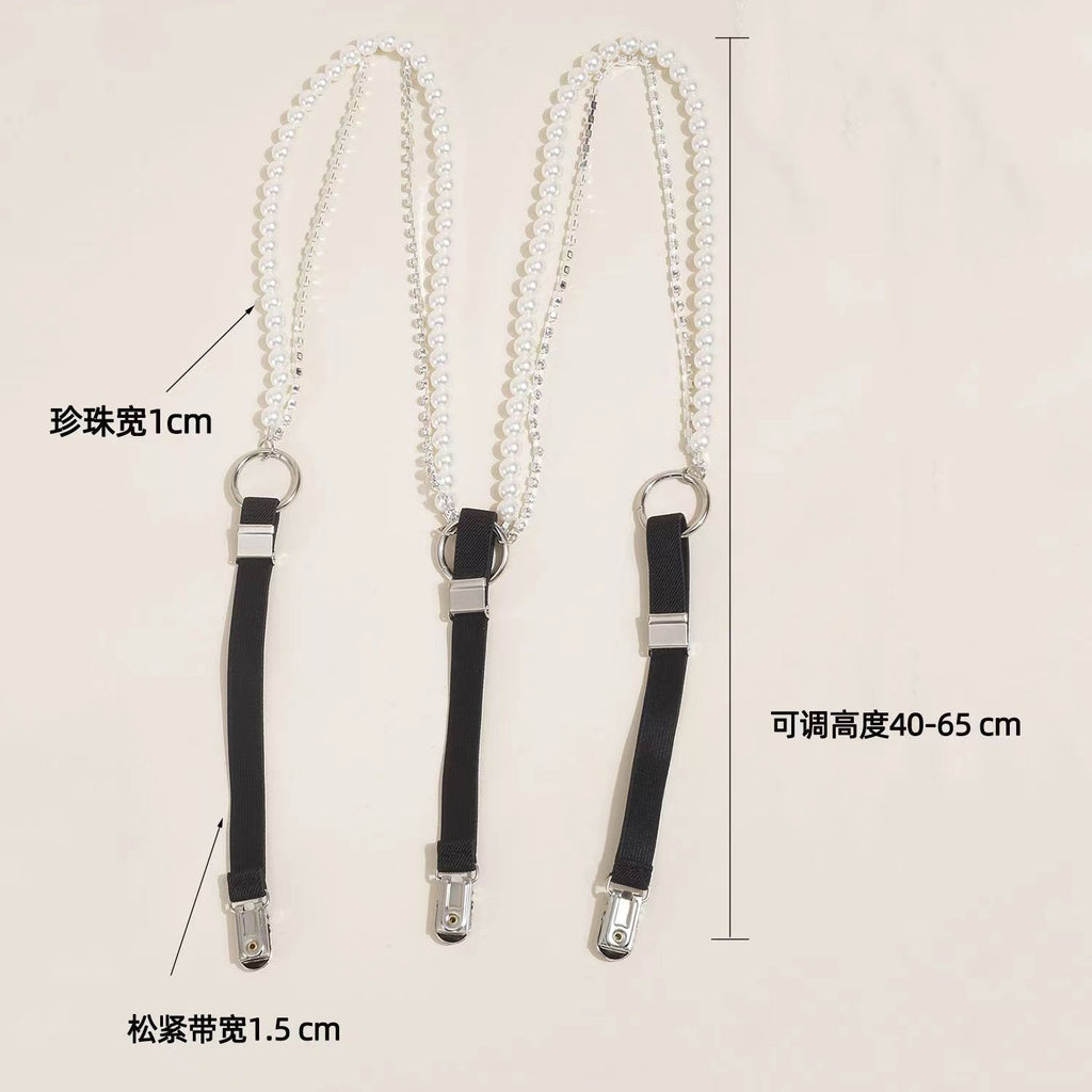 'S Pearl Rhinestone Chain Strap Clip Chain Women'S