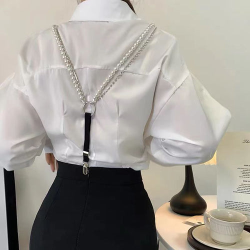 'S Pearl Rhinestone Chain Strap Clip Chain Women'S